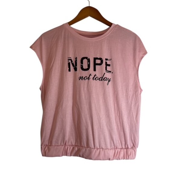 Women Pink Nope T shirt Funny Not Today Sarcasm Humorous Joke Gag Gift for Adult - Picture 1 of 11